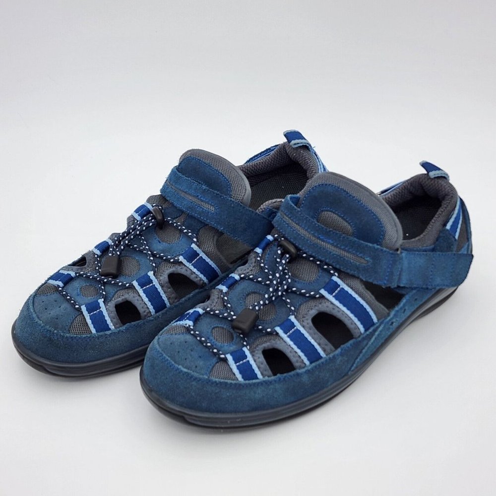 Orthofeet 875 Naples Womens 10.5 X Wide Blue Suede Shoes Sandals Comfort Walking